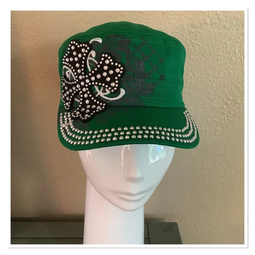 Green Rhinestone Cap - Picture 2 of 5